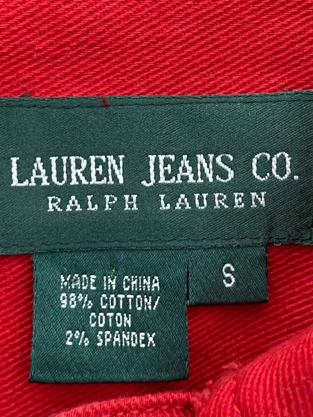 Lauren Jeans Co. Ralph Lauren Y2K Vintage Red Denim Trucker Jean Jacket Preppy-S - Picture 12 of 13